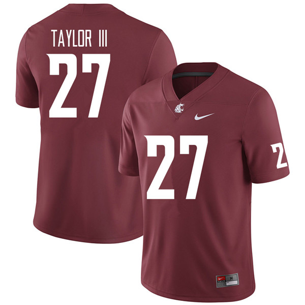 Men #27 Willie Taylor III Washington State Cougars College Football Jerseys Sale-Crimson - Click Image to Close